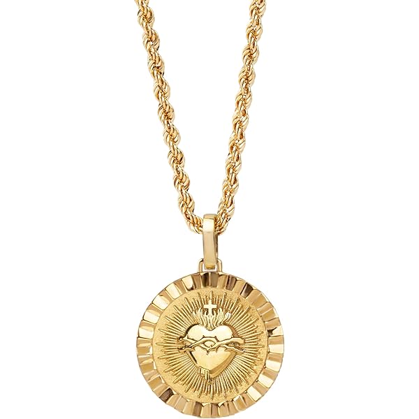 Amazon.com: Gold Sacred Heart Necklace, Heart of Jesus
